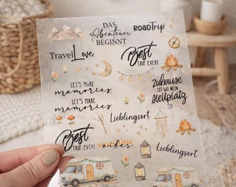 Rub-On Stickers | Camping Motorhome | Borderless Rub-Ons e.g. for Raysin / Wooden Blocks