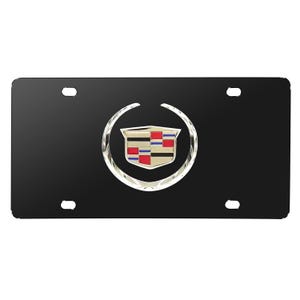 iPick Image for Cadillac 3D Metal Logo Black Stainless Steel License Plate, Official Licensed image 1