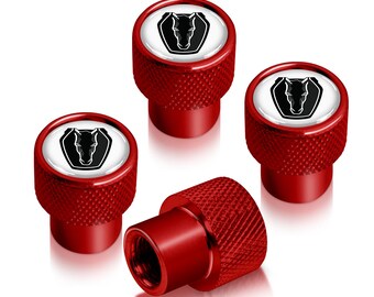 iPick Image for Ford Mustang Dark-Horse in White on Red Diamond-Cut Grip Aluminum Tire Valve Stem Caps, Official Licensed