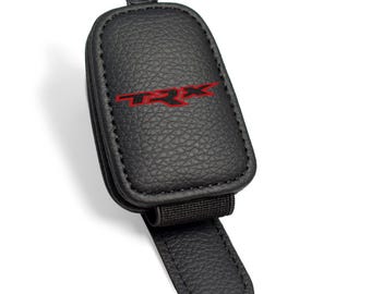 RAM 1500 TRX Rectangle Black Leather Magnetic Sunglass Holder Car Sun Visor Mount Clip, Licensed!