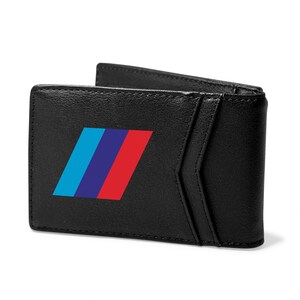 iPick Imagen hecha para deportes Carreras Correa Bandera Negro PU Cuero Delgado Resistente a RFID Bi-fold Hombres Cartera, con licencia oficial