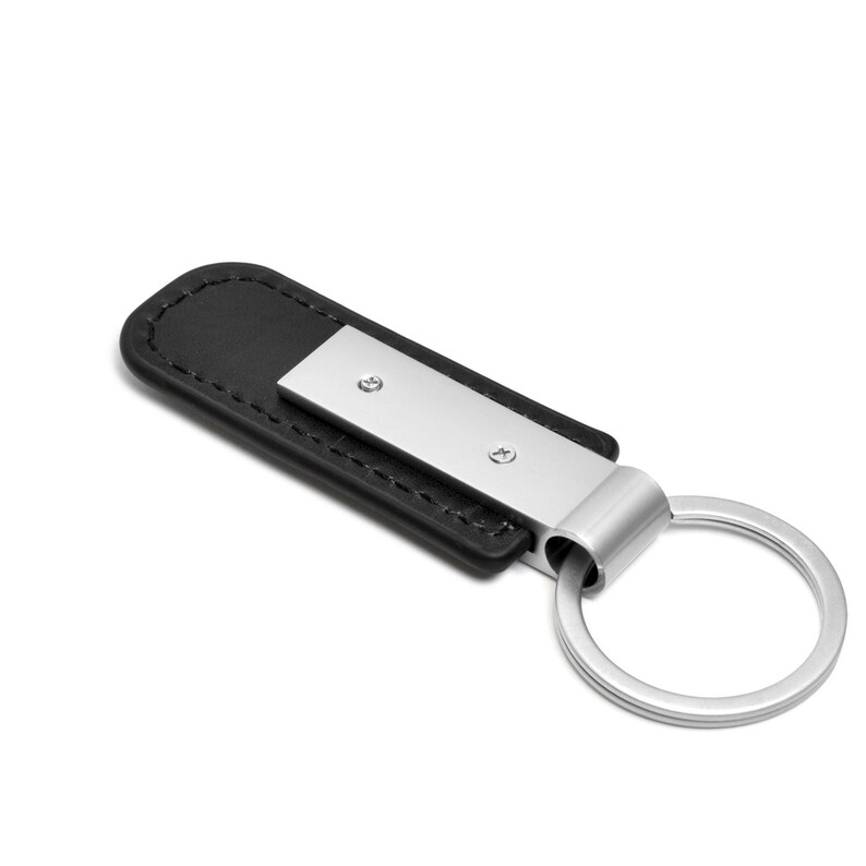 iPick Image for Ford F-150 Lariat Black PU Leather Strap Silver Metal Bar Key Chain, Official Licensed image 4