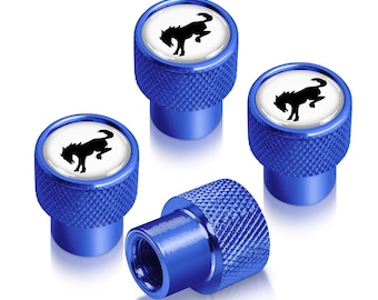 iPick Image for Ford Bronco in White on Blue Diamond-Cut Easy-Grip Aluminum Tire Valve Stem Caps, Official Licensed