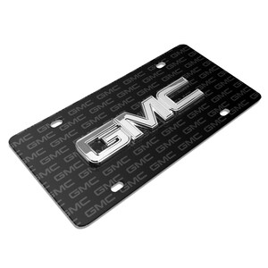 Imagen iPick para placa de matrícula de aluminio negro con logotipo 3D de metal cromado de GMC, con licencia oficial imagen 3