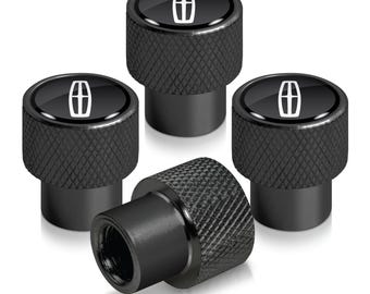 iPick Image for Lincoln logo Black Easy-Grip Aluminum Tire Valve Stem Caps, Official Licensed
