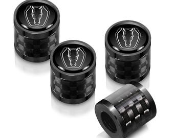 iPick Image for Ford Mustang Dark-Horse Real Carbon Fiber Barrel Black Aluminum Tire Valve Stem Caps, Official Licensed