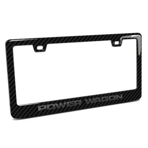 iPick Image for RAM Power Wagon 3D in Dark Gray on Real Carbon Fiber ABS Plastic License Plate Frame, Official Licensed image 1