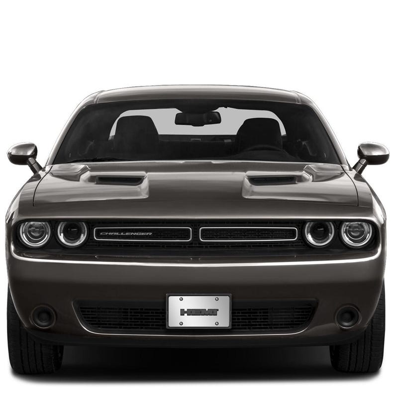 Imagen iPick para el logotipo HEMI 3D, logotipo gris oscuro sobre placa de matrícula de acero inoxidable cromado con espejo, con licencia oficial imagen 4