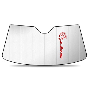 Dodge Challenger Hellcat in Red with Sensor 2015 to 2023 Custom Fit Silver Reflective Folding Auto Windshield Sun Shade, Licensed!