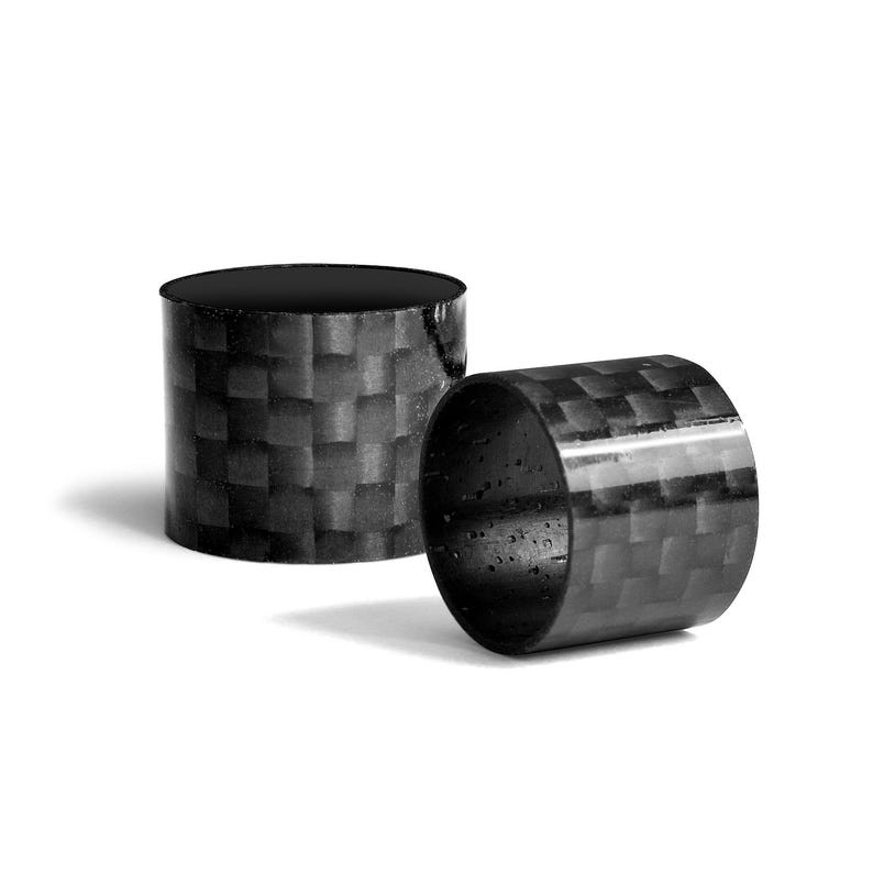 Tapas de válvula de neumático de aluminio plateado con barril de fibra de carbono real para Ford Mustang 5.0 en color negro, ¡con licencia! imagen 3