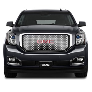 Imagen iPick para placa de matrícula de aluminio negro con logotipo 3D de metal cromado de GMC, con licencia oficial imagen 4
