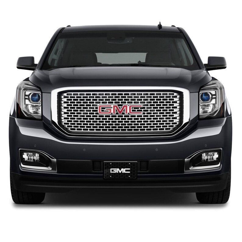 Imagen iPick para placa de matrícula de aluminio negro con logotipo 3D de metal cromado de GMC, con licencia oficial imagen 4