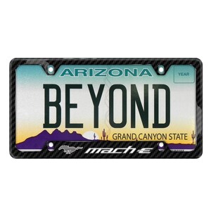 iPick Image for Ford Mustang Mach-E Black Real Carbon Fiber 50 States License Plate Frame, Official Licensed image 2