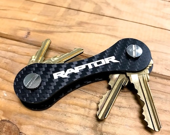 iPick Image for Ford F150 Raptor Real Carbon Fiber Key Organizer Holder Key Chain, Official Licensed
