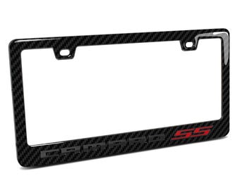 iPick Image for Chevrolet Camaro SS in 3D Dark Gray on Real Carbon Fiber ABS Plastic License Plate Frame, Official Licensed