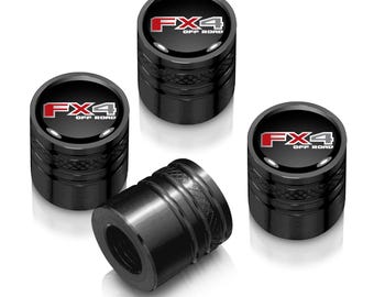 iPick Image for Ford F-150 FX4 Off Road Black on Black Cylinder-Style Aluminum Tire Valve Stem Caps - Official Licensed, Official Licensed