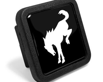 iPick Image for Ford Bronco Black Rubber Heavy-Duty 2" Trailer Tow Hitch Receiver Cover for Class 3 and Class 4, Official Licensed