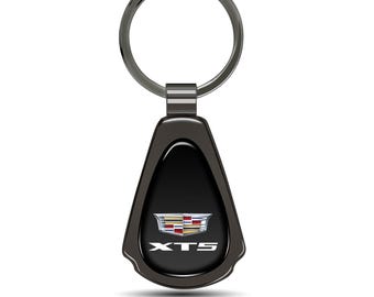 iPick Image for Cadillac XT5 Black Dome Gunmetal Black Metal Teardrop Key Chain, Official Licensed