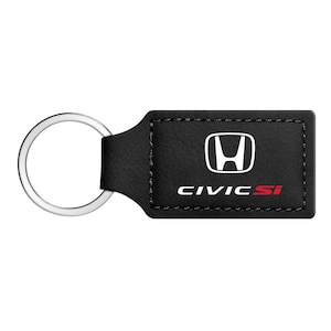iPick Image for Honda Civic Si Rectangular Black Leatherette Key Chain, Official Licensed