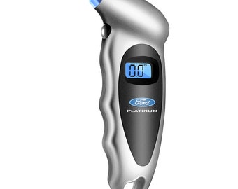 iPick Image made for Ford Platinum Silver Digital Tire Pressure Gauge with LED-Backlit LCD Display, Official Licensed
