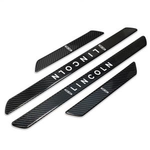 iPick Image for Lincoln Logo Real Carbon Fiber 4 Pcs Universal Door Sill Step Protector Guard Decal Plates, Official Licensed