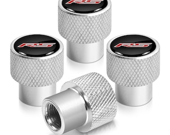 iPick Image for Chevrolet Camaro RS Logo Black on Shining Silver Easy-Grip Premium Aluminum Tire Valve Stem Caps