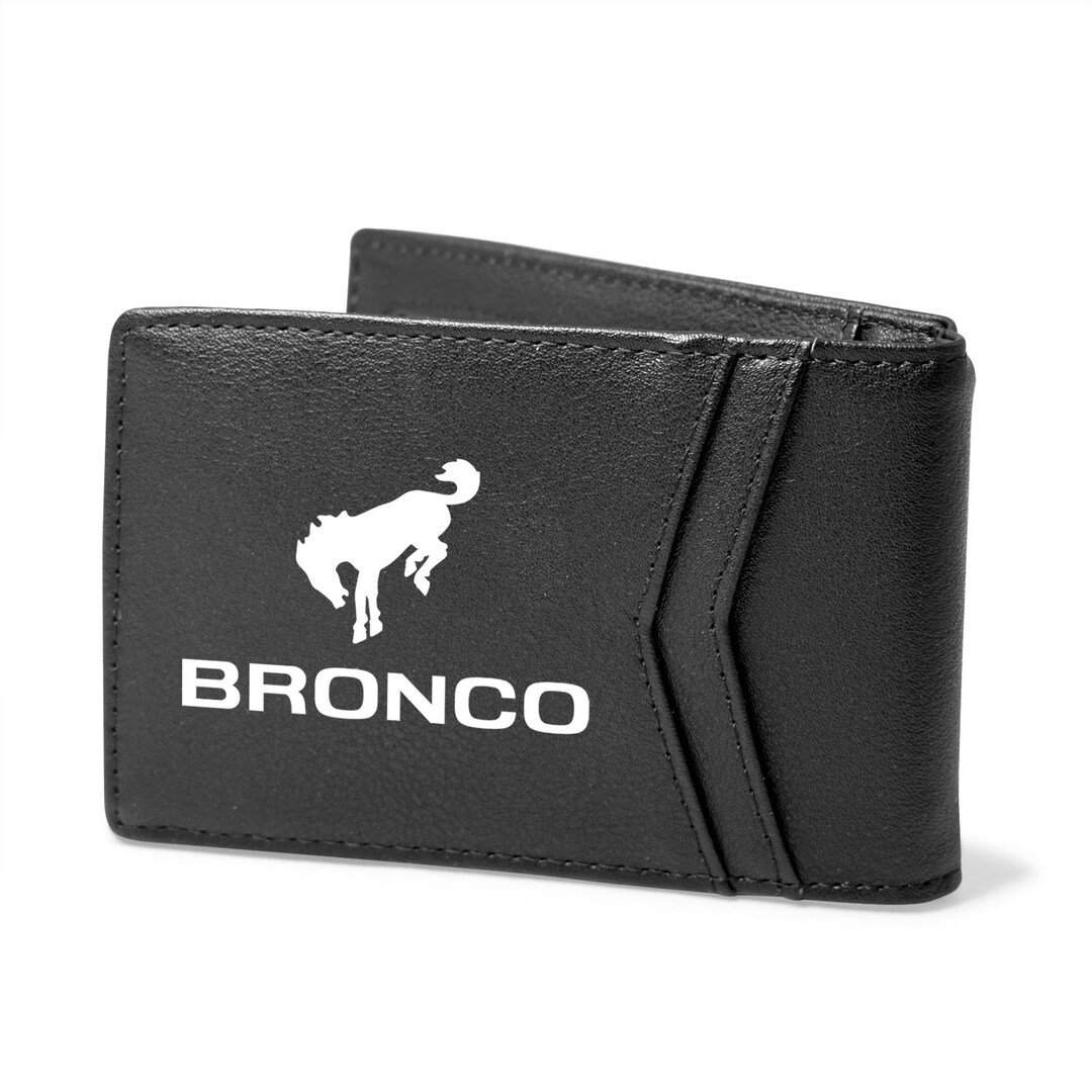 Ipick Image Made for Ford Bronco Black PU Leather Slim RFID Resistant ...