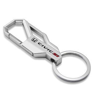 iPick Image for Honda Civic Si Silver Carabiner-style Snap Hook Metal Key Chain, Official Licensed