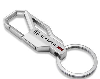 iPick Image for Honda Civic Si Silver Carabiner-style Snap Hook Metal Key Chain, Official Licensed