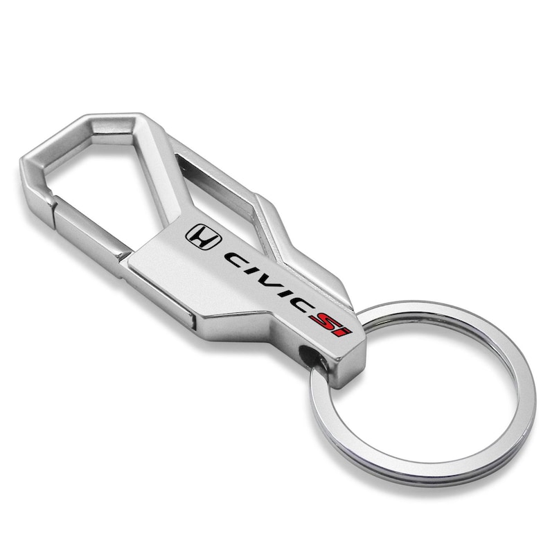 iPick Image for Honda Civic Si Silver Carabiner-style Snap Hook Metal Key Chain, Official Licensed image 1