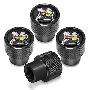 iPick Image for Dodge Scat-Pack Logo on Black Easy-Grip Premium Aluminum Tire Valve Stem Caps, Official Licensed image 1
