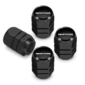 iPick Image for Ford F-150 Raptor in Black on Black Hexagon Shape Aluminum Tire Valve Stem Caps, Official Licensed