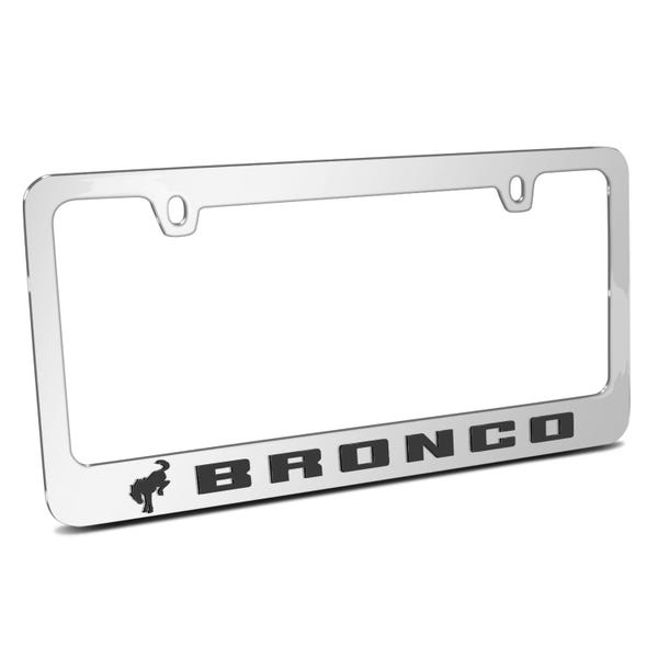 iPick Image for Ford Bronco in 3D on Mirror Chrome Metal License Plate Frame, Official Licensed