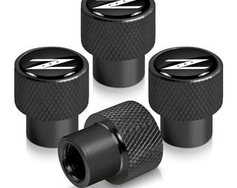iPick Image for Nissan 350Z Z logo in Black on Black Easy-Grip Premium Aluminum Tire Valve Stem Caps, Official Licensed