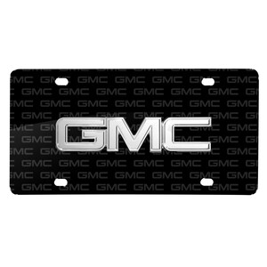 Imagen iPick para placa de matrícula de aluminio negro con logotipo 3D de metal cromado de GMC, con licencia oficial imagen 1