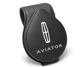 Soporte magnético para gafas de sol de cuero negro con el logotipo de Lincoln Aviator, clip para montaje en visera para automóvil, ¡con licencia!