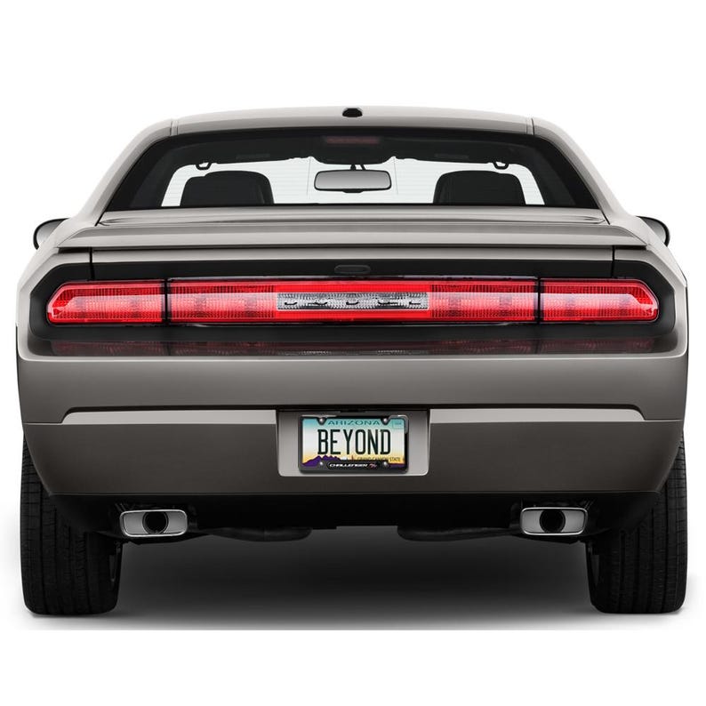 iPick Image for Dodge Challenger R/T Black Insert Black Stainless Steel License Plate Frame, Official Licensed image 4