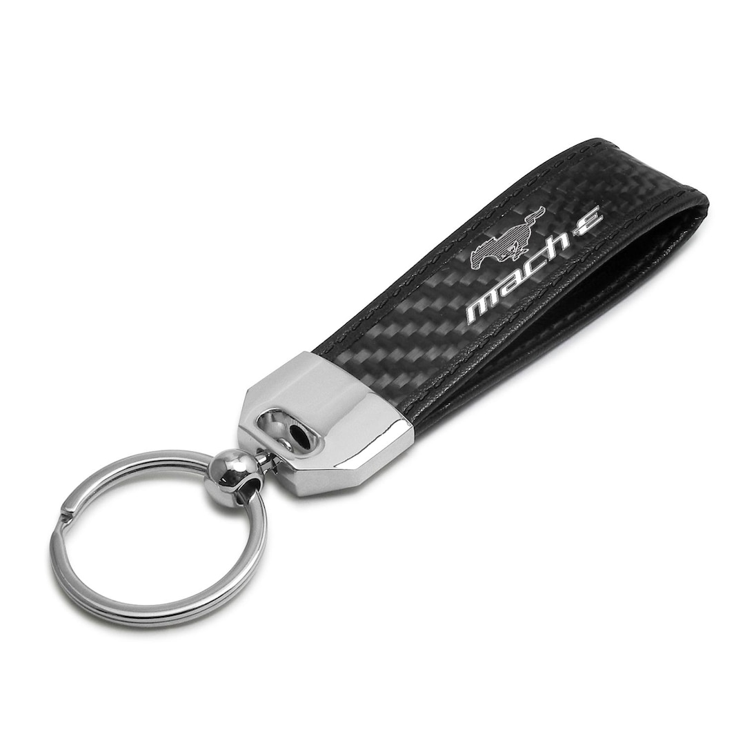 Ipick Image for Ford Mustang Mach-e Real Carbon Fiber Leather Key Chain ...