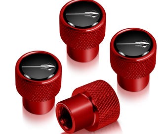 iPick Image for Chevrolet Corvette C7 Stingray Logo in Black on Red Aluminum Tire Valve Stem Caps, Official Licensed