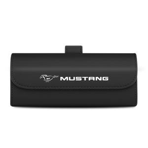 Ford Mustang Black Leather Sunglass Case Car Sun Visor Mount Clip, Licensed!