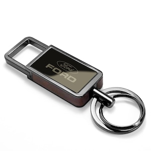 iPick Image for Ford Logo Black Pull Top Rectangular Metal Key Chain, Official Licensed
