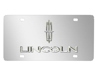iPick Image for Lincoln 3D Metal Dual Logo Mirror Chrome Stainless Steel License Plate, Official Licensed