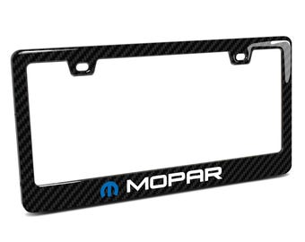 iPick Image for Mopar Black Real 3K Carbon Fiber Finish ABS Plastic License Plate Frame, Official Licensed