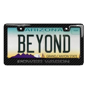 iPick Image for RAM Power Wagon 3D in Dark Gray on Real Carbon Fiber ABS Plastic License Plate Frame, Official Licensed image 2