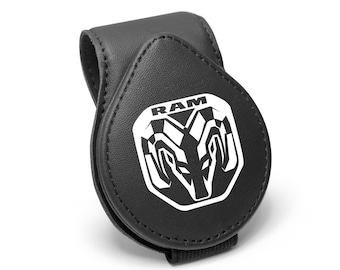 RAM 2019 up Black Leather Magnetic Sunglass Holder Car Sun Visor Mount Clip, Licensed!