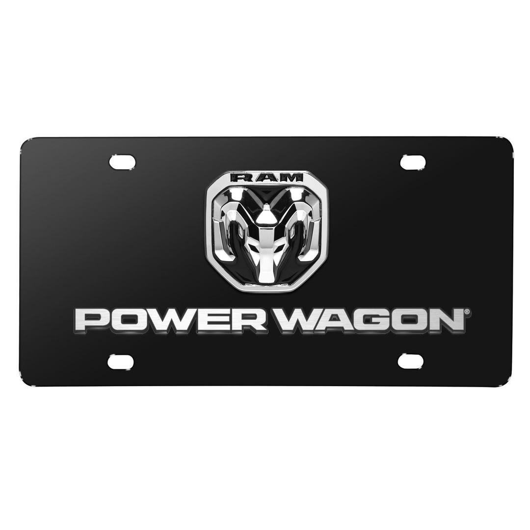 IPick RAM Power Wagon Dual Logo License Plate Frame - Mirror Chrome Metal, Fits US Plates - View #5