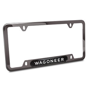 iPick Image made for Jeep Wagoneer Black Insert Gunmetal Chrome Stainless Steel License Plate Frame, Official Licensed