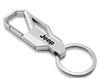 iPick Image for Jeep Silver Carabiner-style Snap Hook Metal Key Chain, Official Licensed