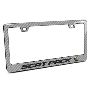 iPick Image for Dodge Scat-Pack Full Color in 3D Silver Real 3K Carbon Fiber Finish ABS Plastic License Plate Frame, Official Licensed