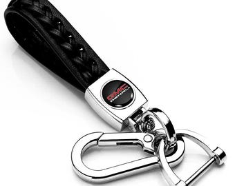 iPick Image for GMC Denali Braided Rope Style Genuine Black Leather Key Chain, Official Licensed